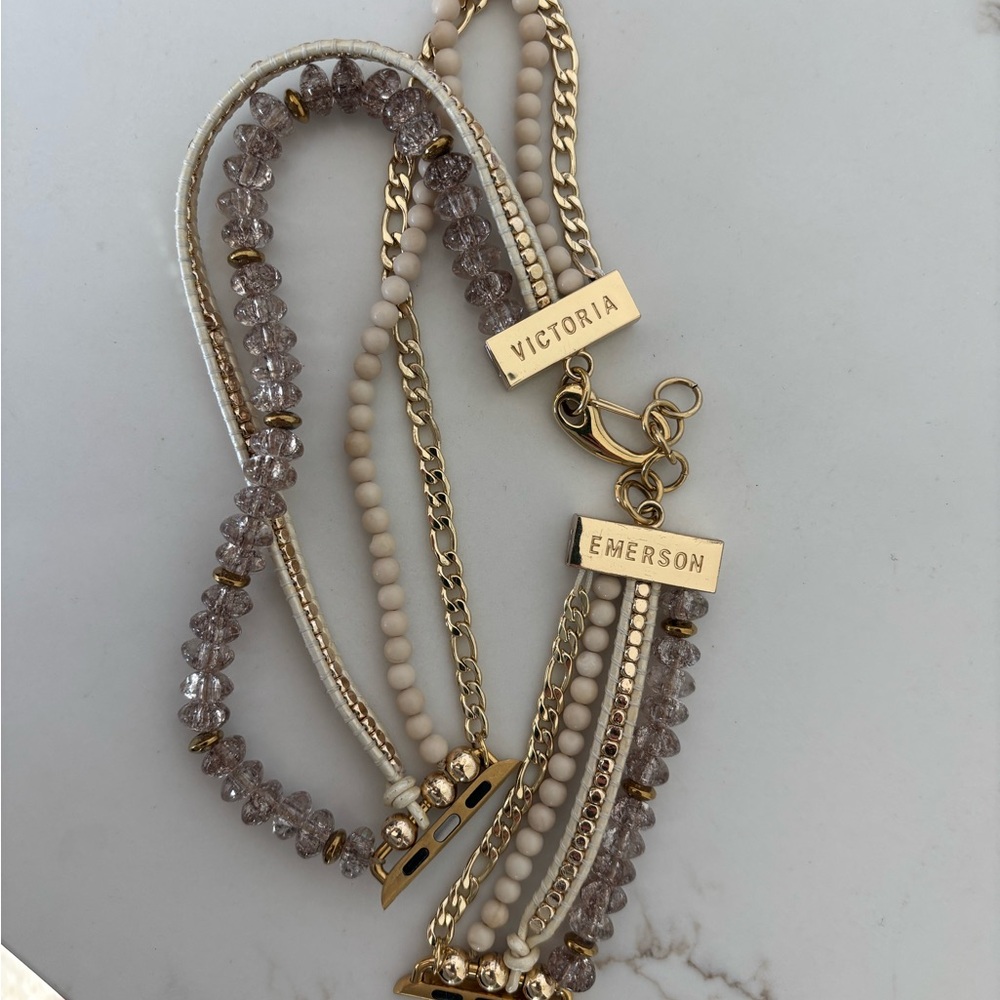 Victoria Emerson Gold and Cream Multi-Strand Apple Watch Band